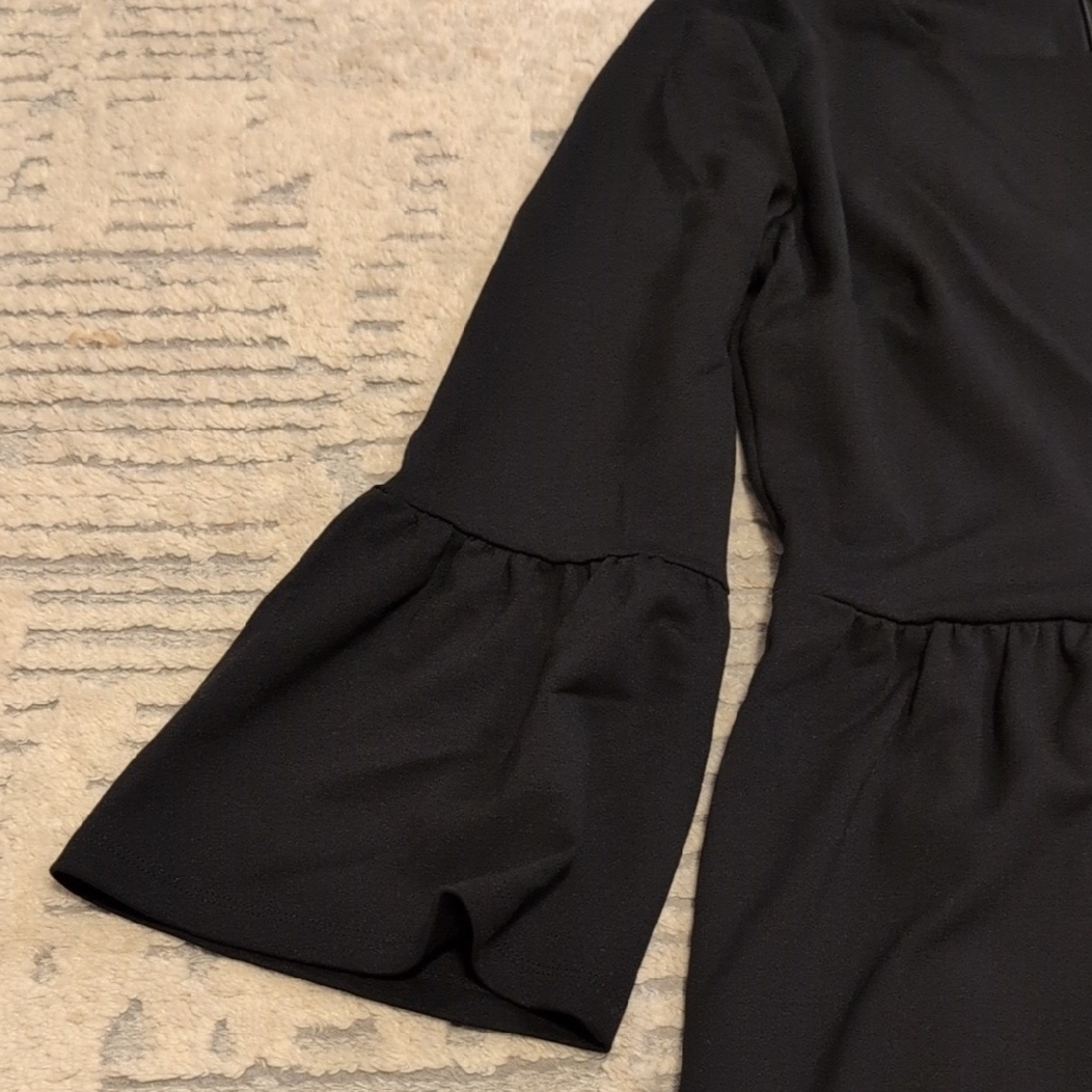 LOFT Black Midi Dress with Bell Sleeves - Picture 5 of 7